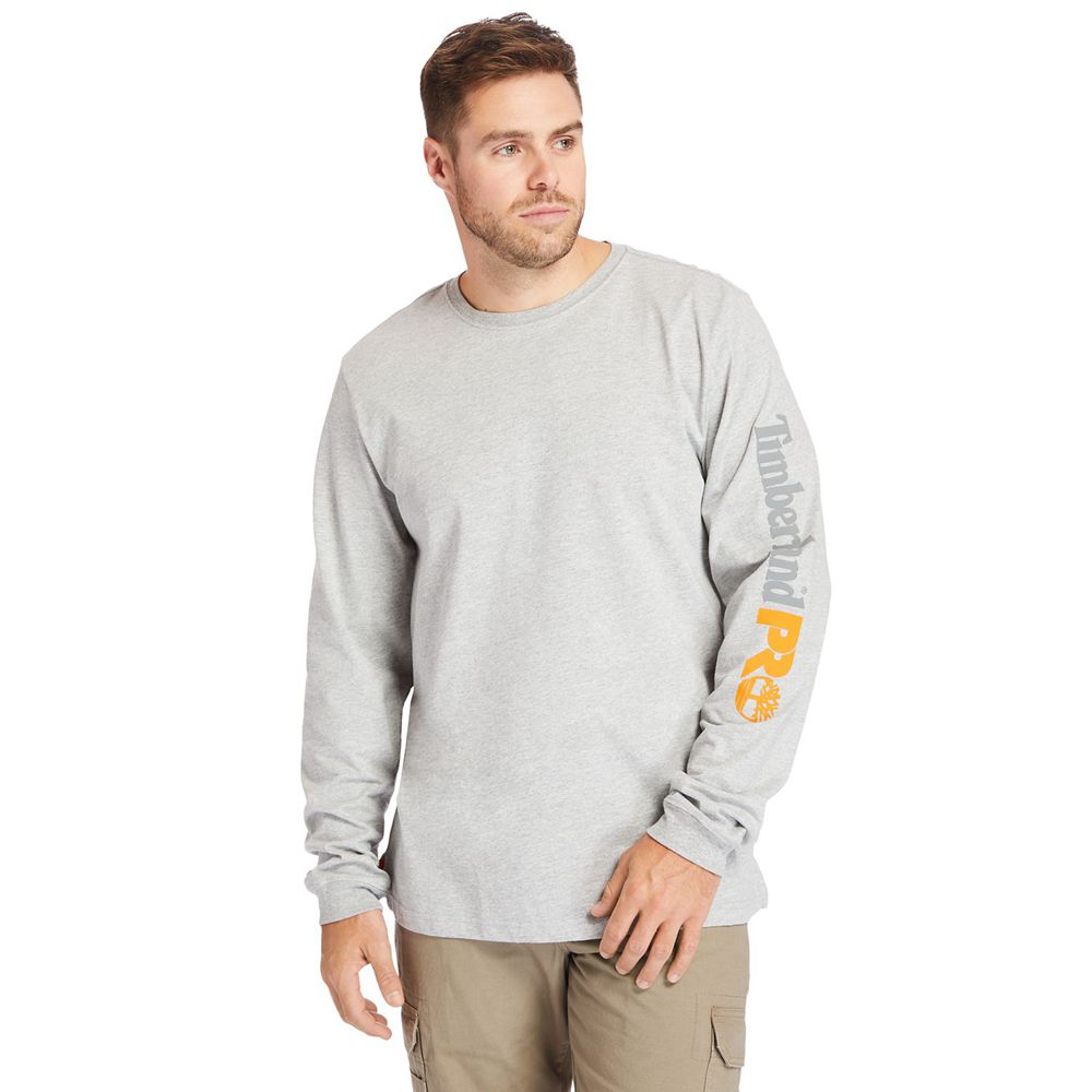 Timberland Μπλουζάκια Ανδρικα Γκρι - Pro® Big & Tall Base Plate Long-Sleeve Wicking - Greece 6234189